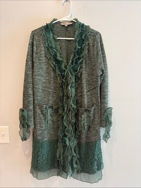 Pretty Angel Olive Green Ribbed buttoned cardigan ptp 21 length 36
